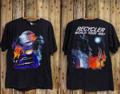 Vintage ZZ Top Recycler World Tour Concert T Shirt 1991 Black