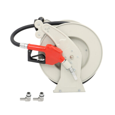 3/4'' x 50' Fuel Hose Reel Retractable Diesel Hose Reel Auto Refueling Gun