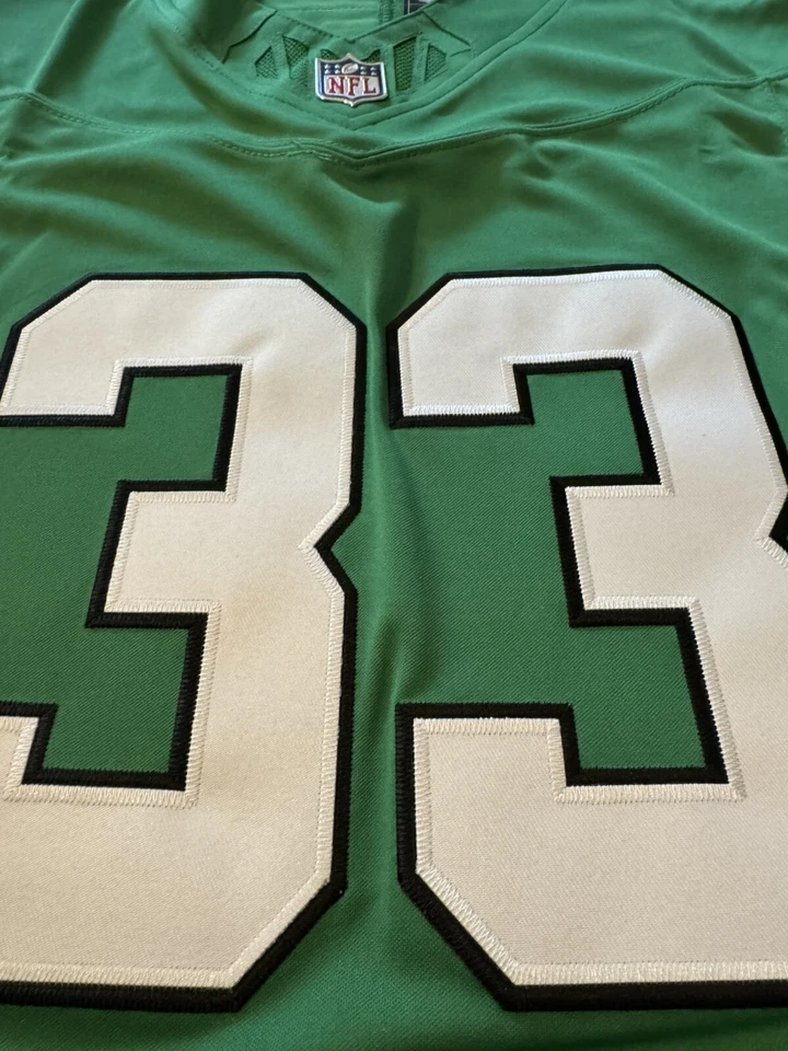 Новая вышитая футболка Cooper DeJean No33 Philadelphia Eagles Kelly зеленая с ценником детские размеры - Изображение 4 из 4