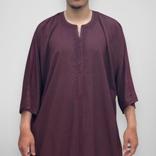 Moroccan Mens kaftan Cotton Embroidery Caftan Thobe For Muslim Dishdasha Modesty