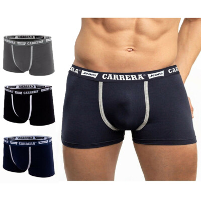 BIS ZU 6 HERREN BOXERSHORTS CARRERA AUS BI-ELASTISCHER BAUMWOLLE VERSCHIEDENE FARBEN MODELL JOHN