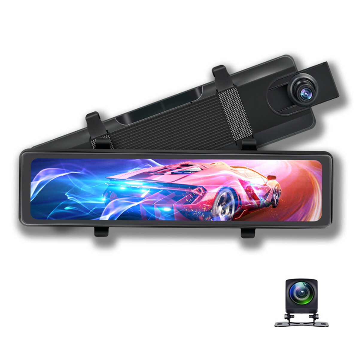 11.26in Dual Lens Car Rearview Mirror DVR Dash Cam Front/Rear Camera Recorder