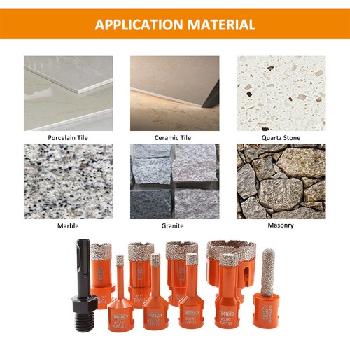 10pcs Diamond Core Drilling Bits Set Hole Saw Tile Ceramic Granite Angle Grinder - Picture 8 of 8