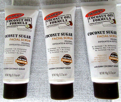 Palmer's Coconut Oil Formula Coconut Sugar Facial Scrub Exfoliator 3 Pack 3.17oz