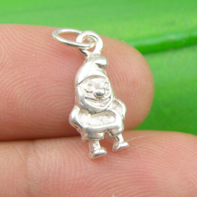 Genuine 925 Sterling Silver Lucky Garden Gnome Small Classic Charm Pendant, C125