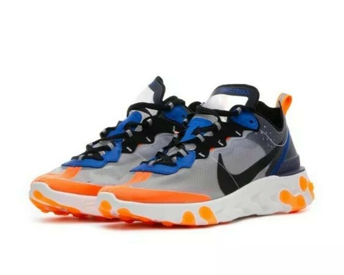 Nike React Element 87 Running UK 4.5 EUR 37.5 Wolf Grey Black Thuder Blue - Picture 2 of 7