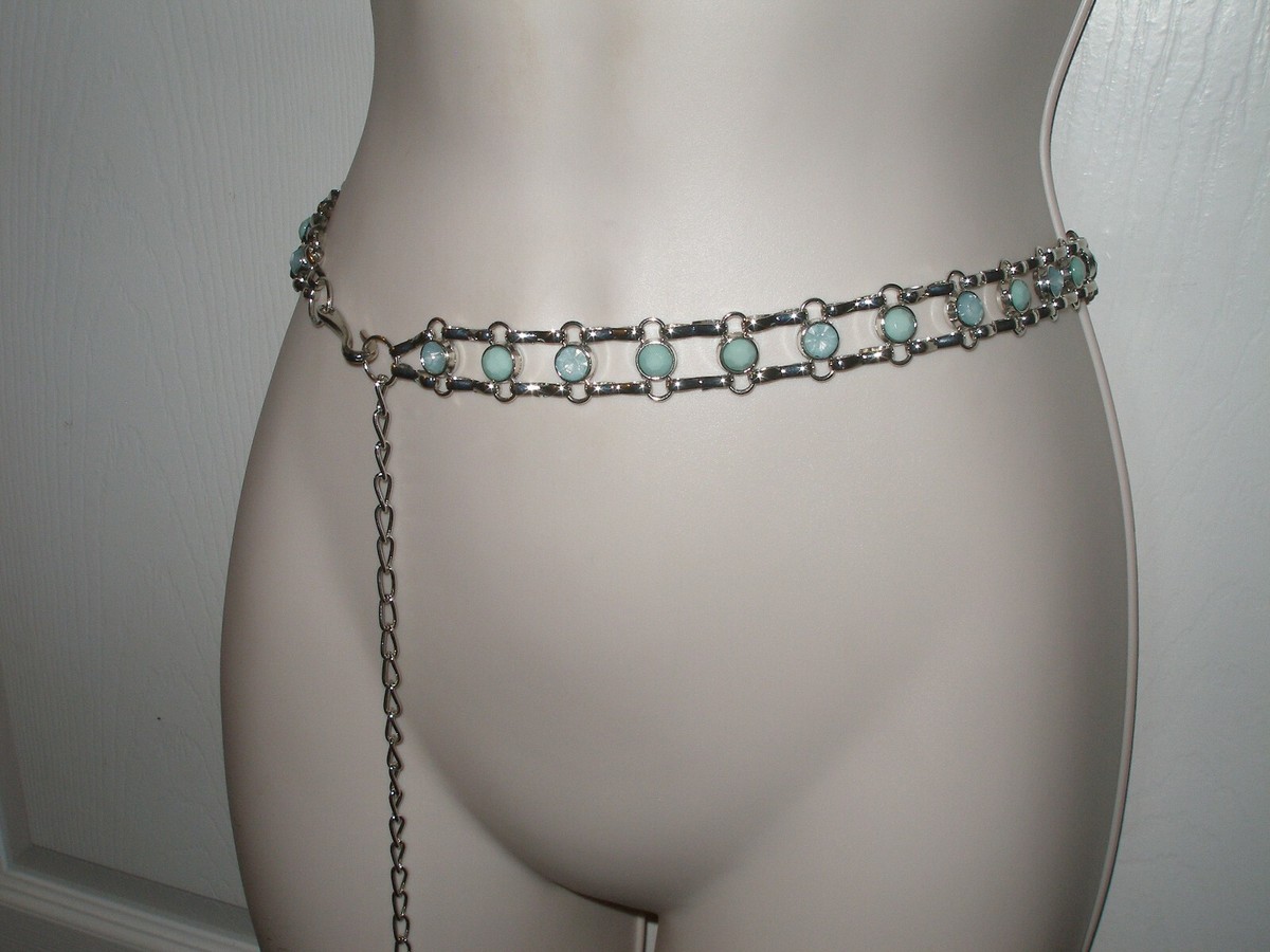 New! Waist Link Metal Chain Belt Women Silver Metal Chain Link Skinny Waistband Fashion Belt  main image 2