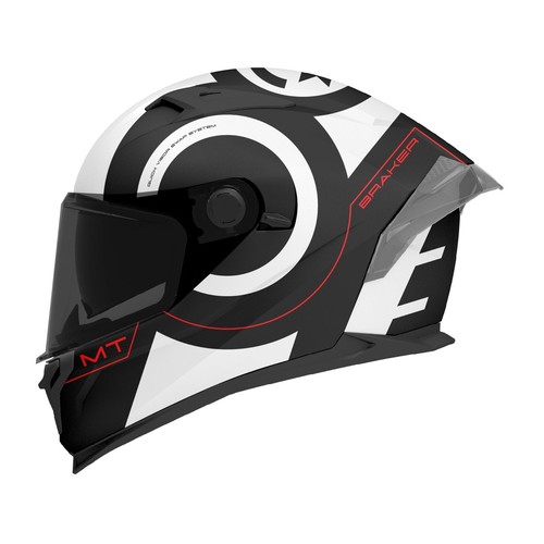 MT Braker SV Motorcycle Helmet INOX Matt Black / White Full Face Motorbike