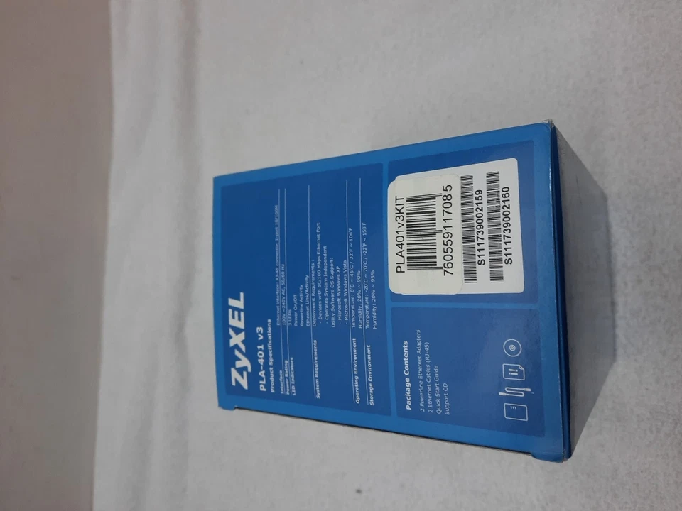 NEW ZyXEL - Powerline Adapter (200 Mbps/PLA-401) Pass-Thru Ethernet Adapter Kit - Image 4 of 4