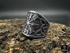 Ring Wikingerkompass Edelstahl Vegvisir Nordisch Wikinger Mittelalter NEU