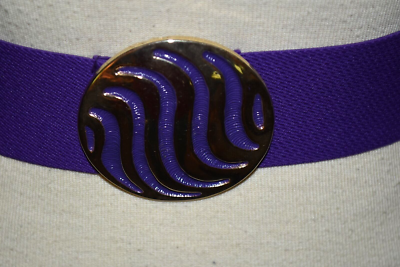 Vintage B-low the Belt belt leather ornate buckle purple stones EUC VINTAGE Purple Ornate Round buckle RETRO Elastic BELT 2  main image 4