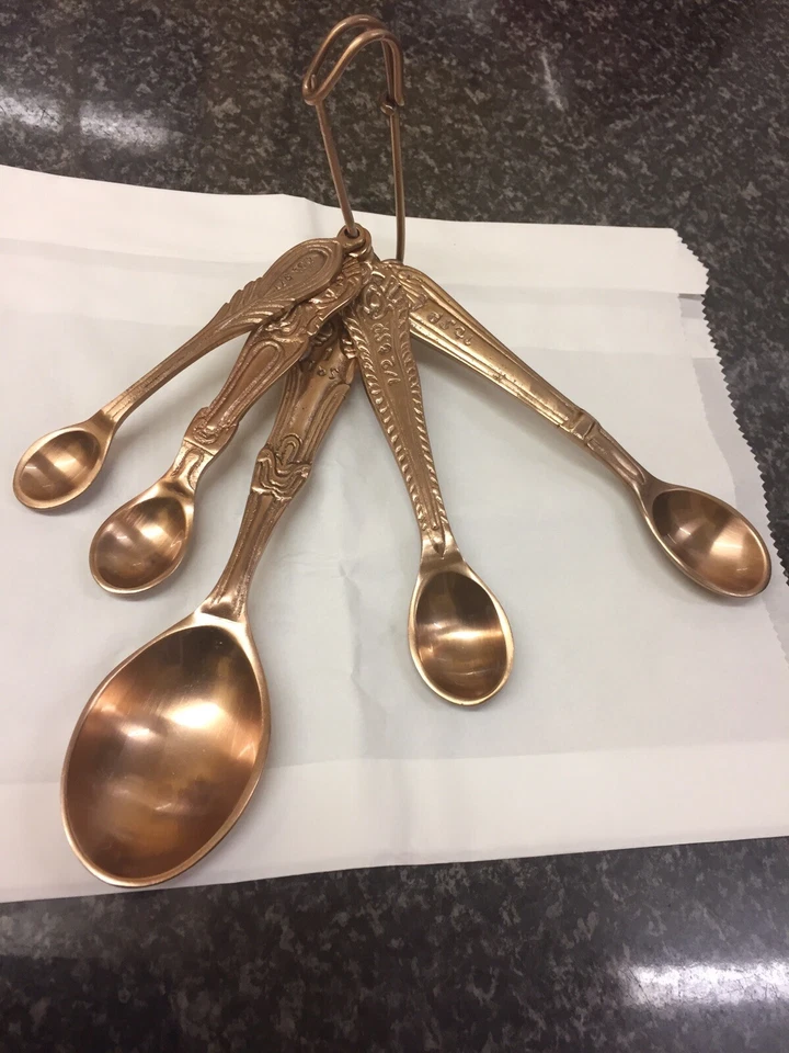 Anthropologie Vintage Flatware Measuring Spoons Safety Pin Copper Set Of 5 Rare! - Image 2 of 4