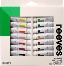 BRAND NEW REEVES Highly Pigmented Water Based Acrylic Paint Set 18x 10ml Pack