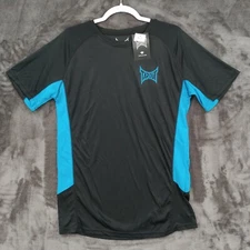 Tapout Shirt MMA Active Stretch Training Large Black Blue Polyester NWT
