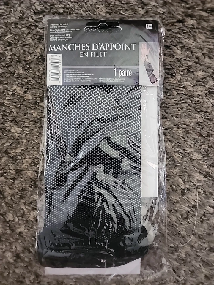 Calentadores de brazos de red guantes sin dedos negro adulto Halloween disfraz accesorio Foto 4 de 4