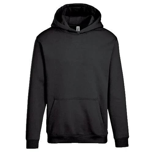 Color negro, mezcla algodón, sudaderas con y sin capucha unisex para niños