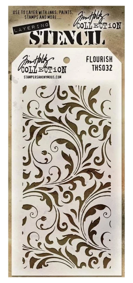 Plantillas de capas Tim Holtz estampadores patrón de hojas y flores florales anónimas Foto 2 de 3