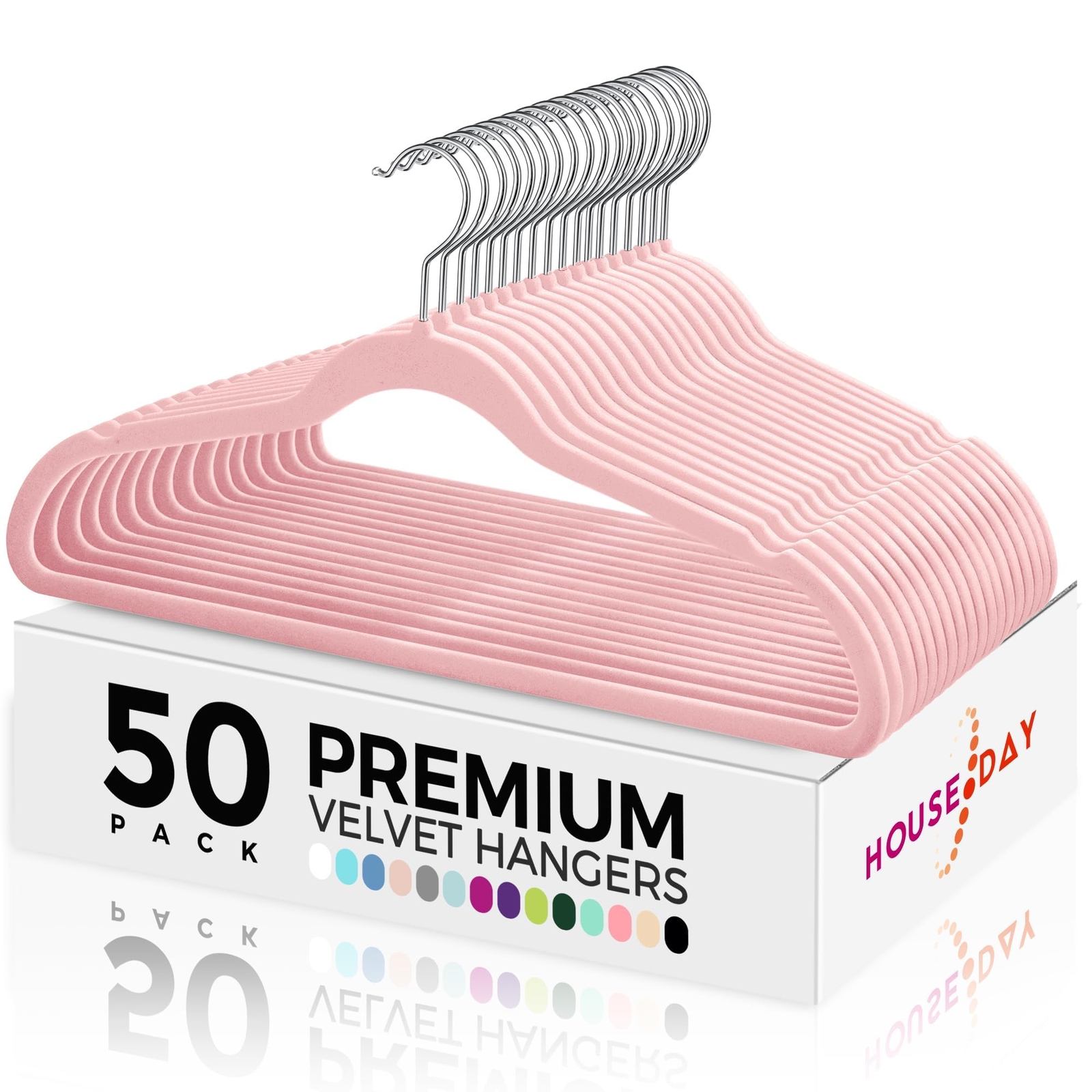 Premium Velvet Hangers 50 Pack - Non-Slip Flocked Felt Clothes Hangers for Durability and Space Saving-image