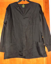 Natural Uniforms Natural Comfort Womens Black Scrub Top Lg Slv SZ S Snap Front