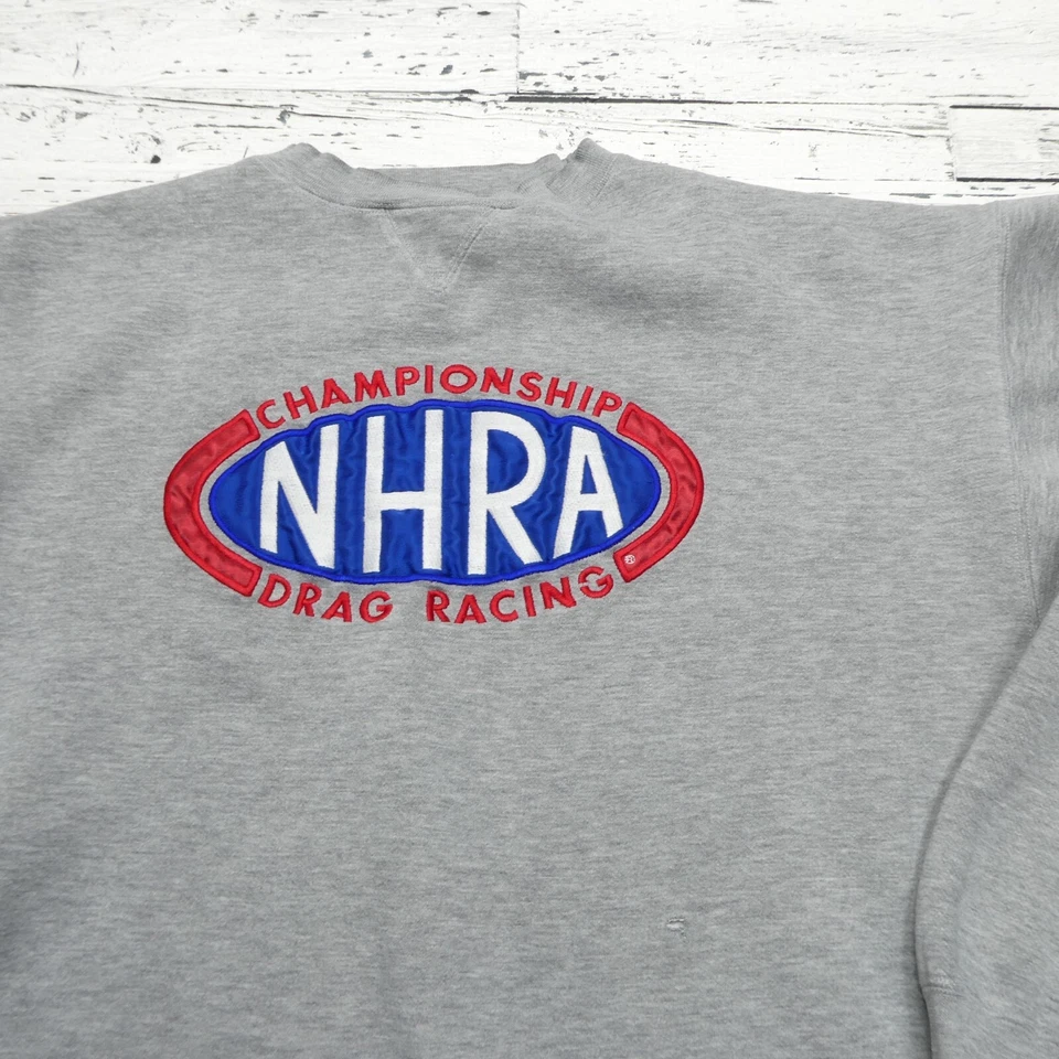 Sudadera De Colección NHRA Drag Racing Championship Talla XL Gris Polar Cuello Redondo Foto 4 de 4