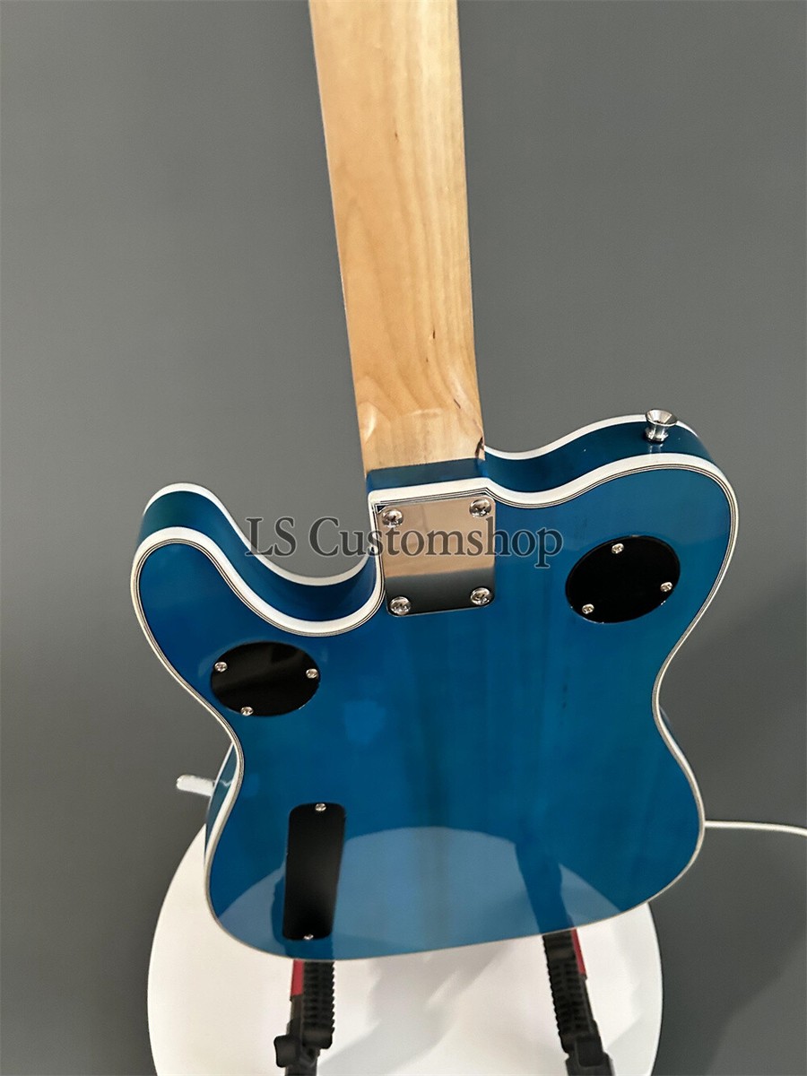 Blue Thinline TL Electric Guitar Quilted Maple Top Semi Blue Thinline TL Electric Guitar Quilted Maple Top Semi