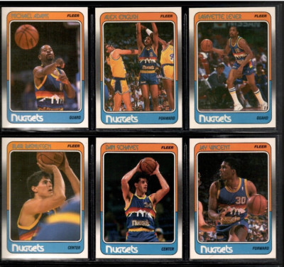 1988-89 Fleer 6-card Denver Nuggets Basketball Team Set Alex English