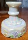 Vintage Westmoreland 4" Iridescent Lusterware Milk Glass Candle Holder Grapes