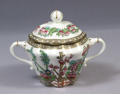 Coalport Indian Tree Lidded Covered  Sugar Bowl England Green Mark