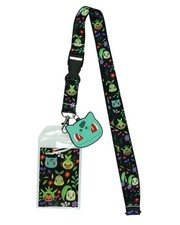 Pokemon Lanyard Grass Type Character Floral Design Clear ID Badge Holder