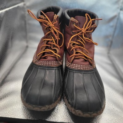 LL Bean Bean Boots Brown Black Leather Duck Boots Mens 11 M Made in USA 8''