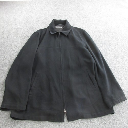 Canali Coat Mens XL Black Wool Full Zip Lined Mid Length Winter Dress Overcoat