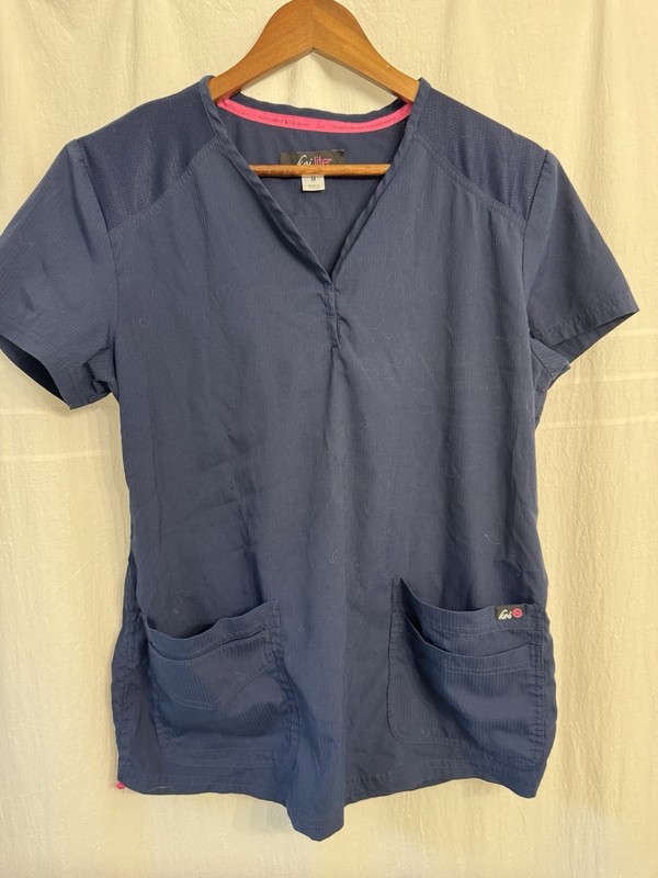 Koi Lite Women's Blue V-Neck Solid Twill Scrub Top Size M Style 347