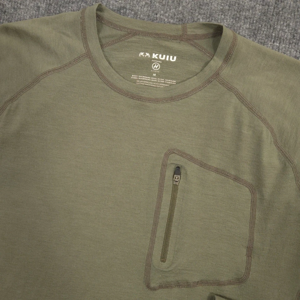 KUIU 衬衫男式 M 橄榄绿色美利奴羊毛 Nuyarn 户外性能基层 — 第 2/4 张图片