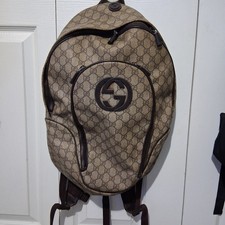 Vintage Gucci GG Monogram Backpack Large Interlocking G Logo Canvas Rucksack