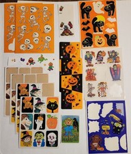 Vtg Sticker Lot HALLOWEEN Hallmark, AGC, 80S,Skeletons Wiches Pumpkins Monster