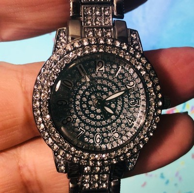 Women's Watch - Silver Rhinestone Face/Band - Fancy Fits up to 9'' - Clasp NEW