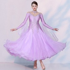 Latin Ballroom Dance Dress Modern Salsa Waltz Standard Long Dress N135 4 Colors