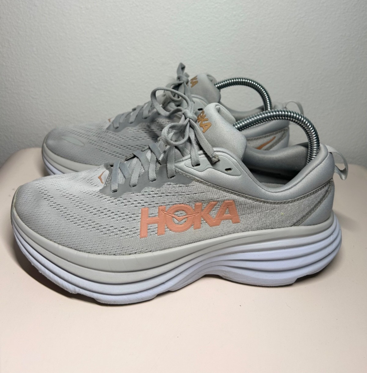 Hoka One Bondi 8 Womens Size 9B Harbor Mist Lunar Rock Running Shoe 1127952 HMLR