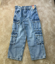 Levi's 578 Baggy Fit Cargo Jeans Men's 36x32 Blue Wash Cotton new