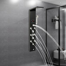 LED Rainfall Head Hand Shower Panel 8Jets Bathrooms Waterfall Jets Faucet System