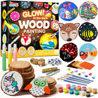 Wooden Painting Craft Kit-Glow in the Dark- Arts and Crafts for Kids Ages 6-12 W