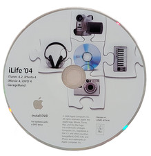 Apple iLife '04 Install DVD iTunes iPhoto iMovie iDVD GarageBand Mac Software