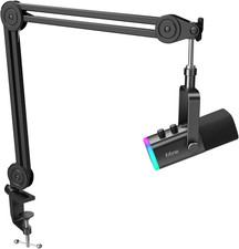 XLR/USB Gaming Microphone Kit with Boom Arm, RGB Light  Mute Button