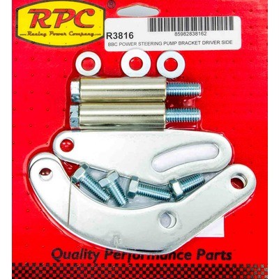 Racing Power R3816 Chrome Steel BBC Saginaw Power Steering Bracket Kit SWP