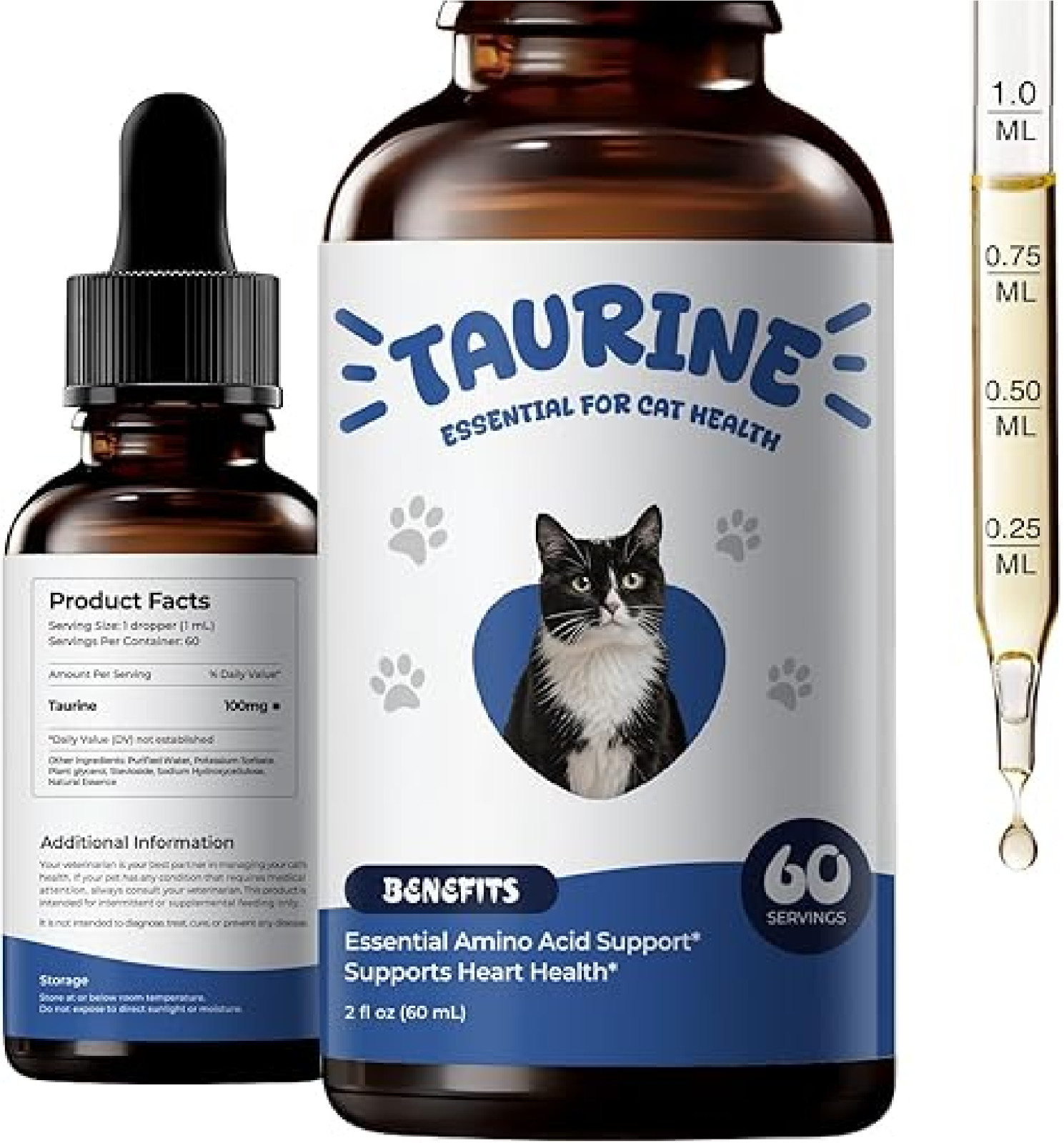 Taurine Supplement for Cats Liquid Drops – Essential Taurine for Heart Health, V