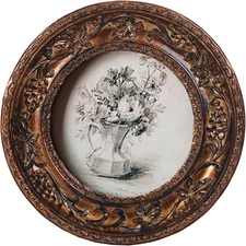 Antique Mini 3x3 Round Picture Frame - Vintage Bronze Gold Wall Decor