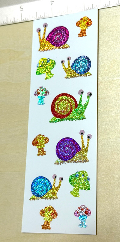 Mrs Grossman's Limited Ed Glitter Sparkle Holographic Snail Mushroom Stickers