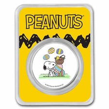 Peanuts® Snoopy & Woodstock Easter Egg Hunt 1 oz Colorized Silver 105.88 per troy oz