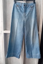 Vintage 1970s Blue Denim Jeans Wide Leg Flares Pockets TV Drama Period Cosplay