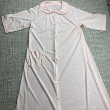 Gilead Long Robe Size L Pink Lingerie Lace Nylon Mid Century Mod Made USA